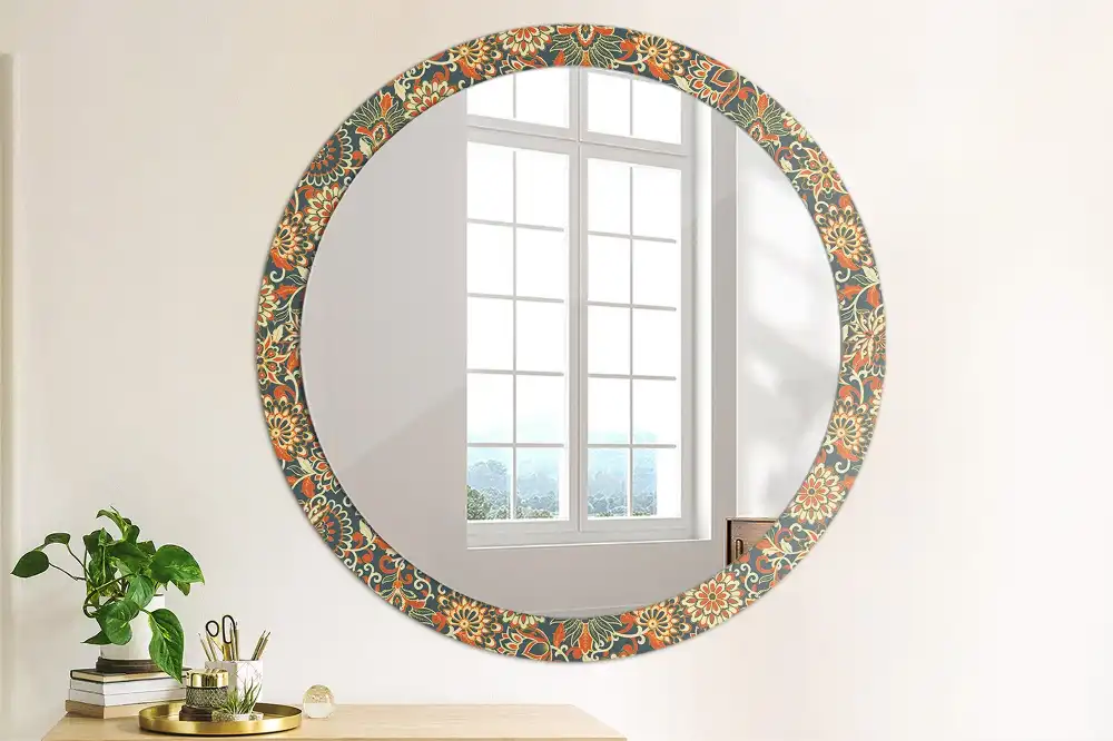 Round decorative mirror Retro flowers