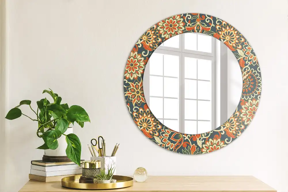 Round decorative mirror Retro flowers