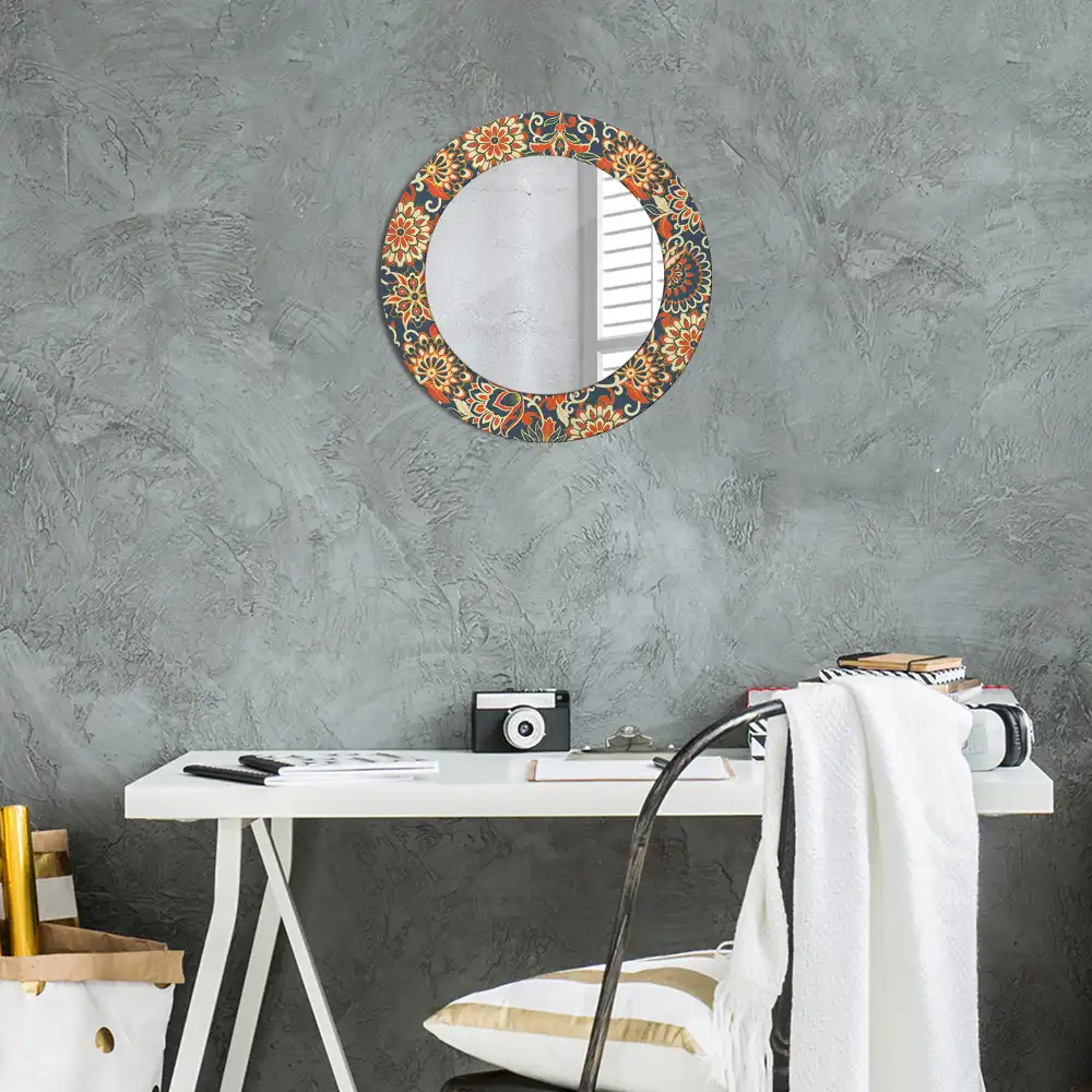 Round decorative mirror Retro flowers