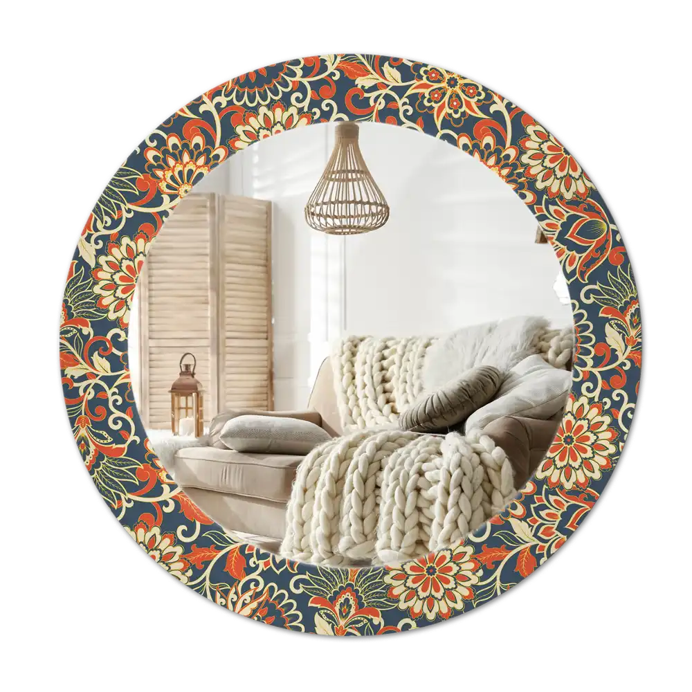 Round decorative mirror Retro flowers