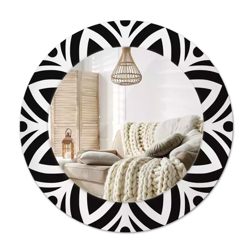 Round wall mirror decor Black ornament