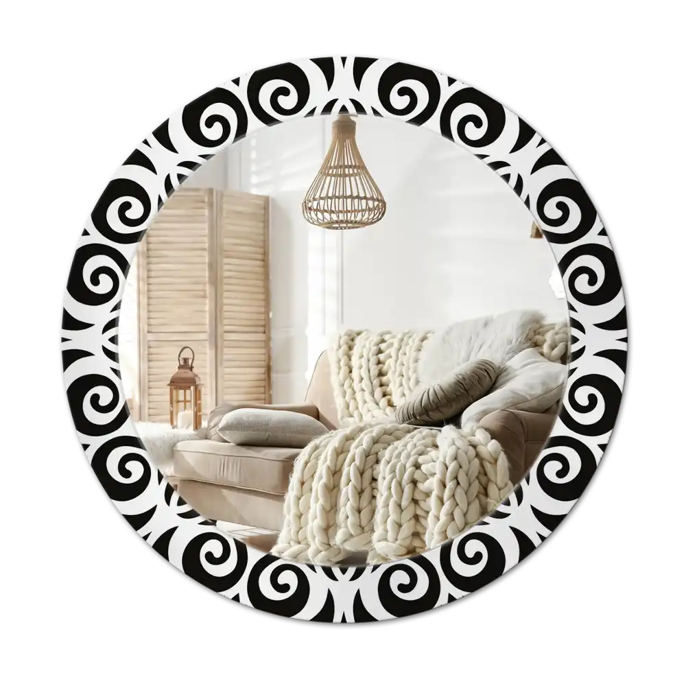 Round wall mirror decor Black ornament