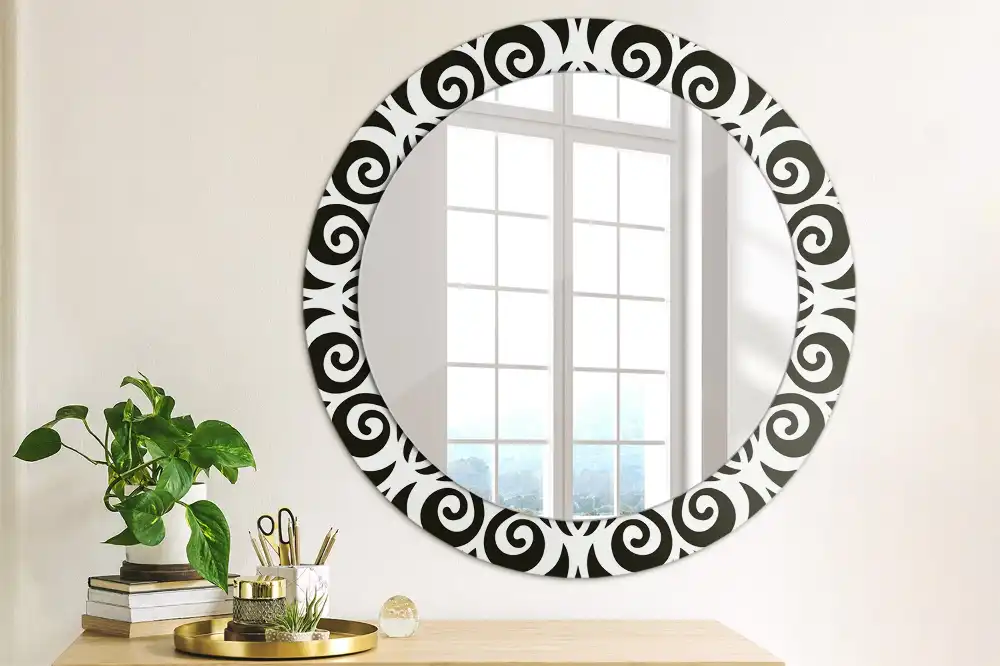 Round wall mirror decor Black ornament