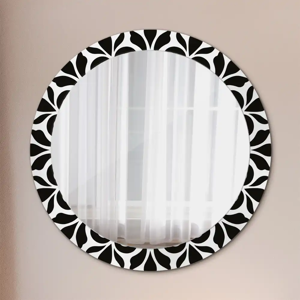 Round wall mirror decor Black ornament