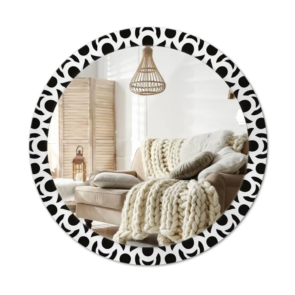 Round wall mirror decor Black ornament