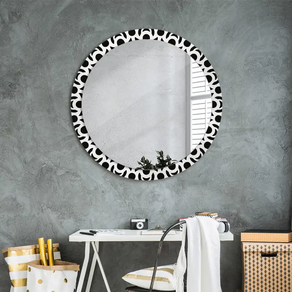 Round wall mirror decor Black ornament