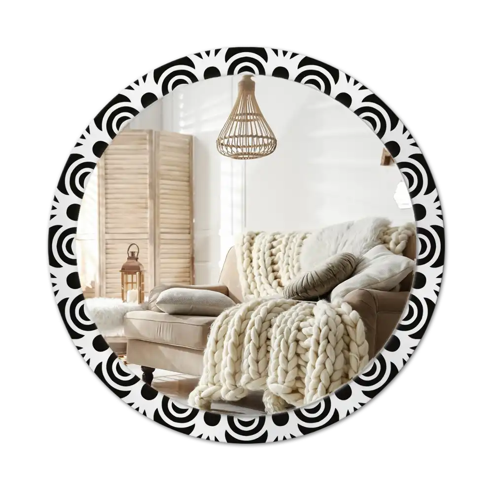 Round wall mirror decor Black ornament