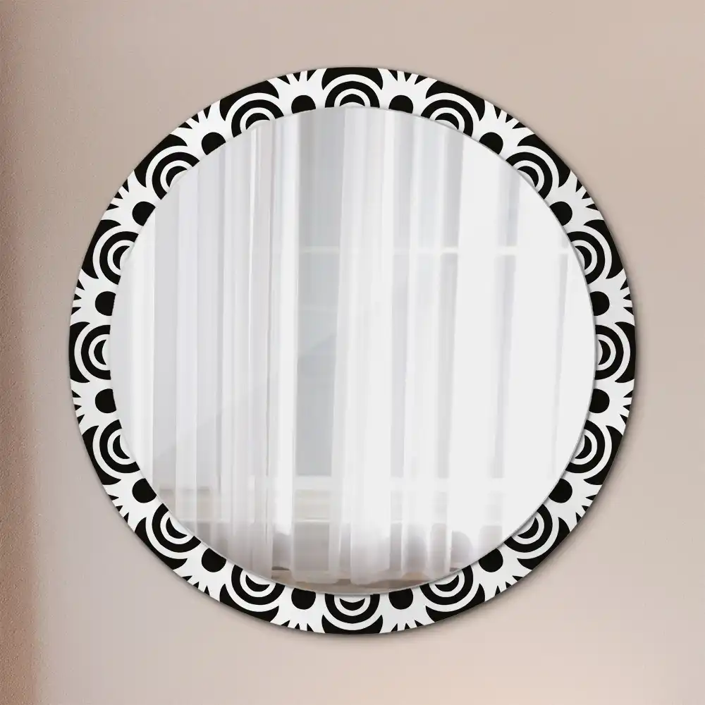 Round wall mirror decor Black ornament