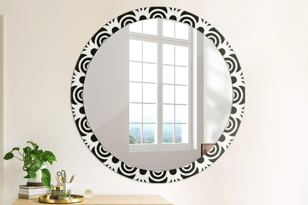 Round wall mirror decor Black ornament