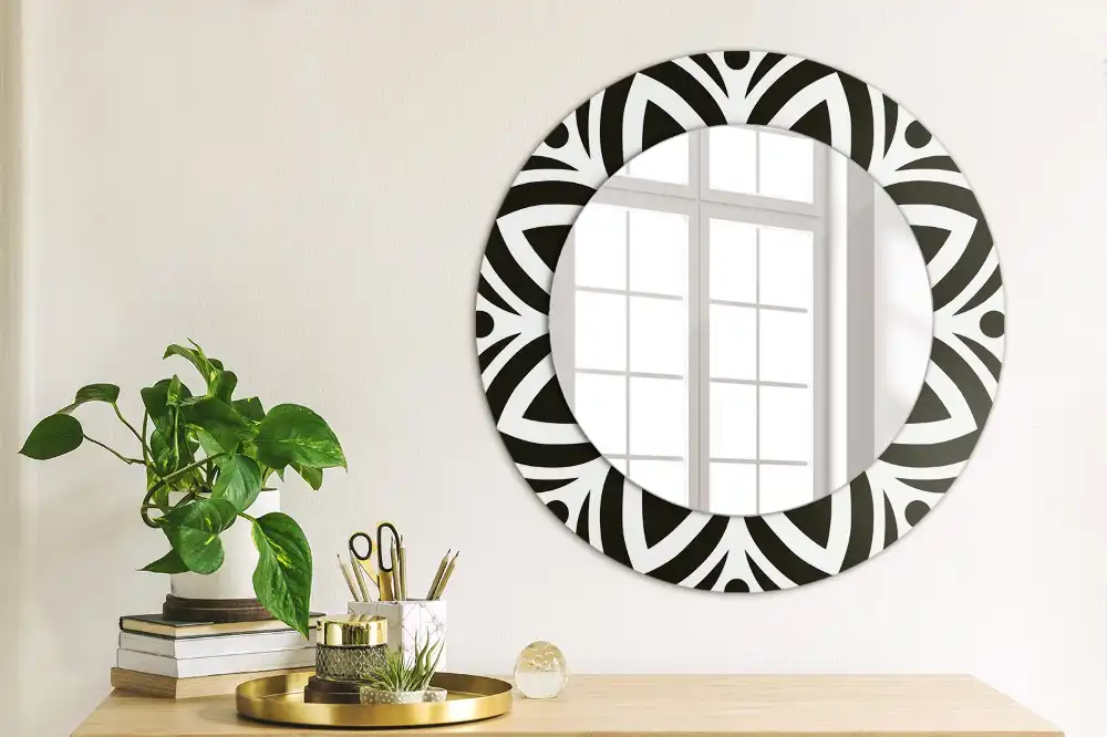 Round wall mirror decor Black ornament