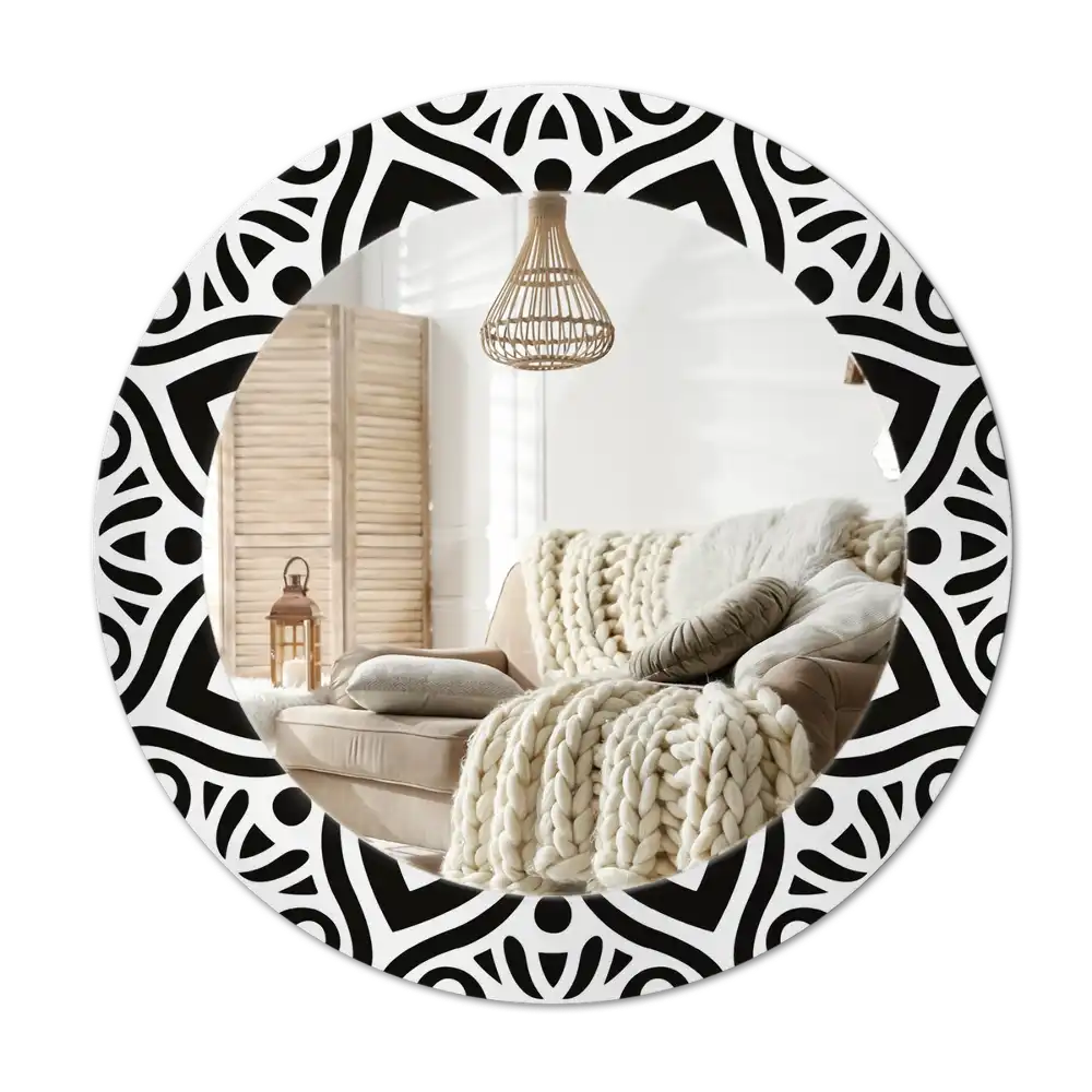 Round wall mirror decor Black ornament