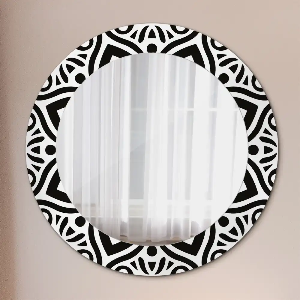 Round wall mirror decor Black ornament