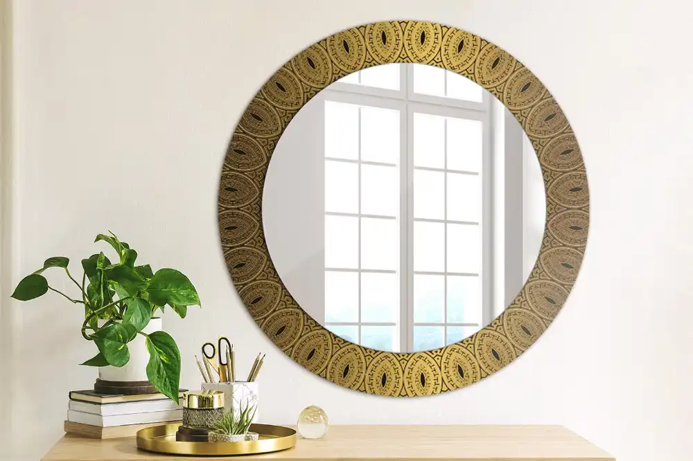 Round printed mirror Greek ornament
