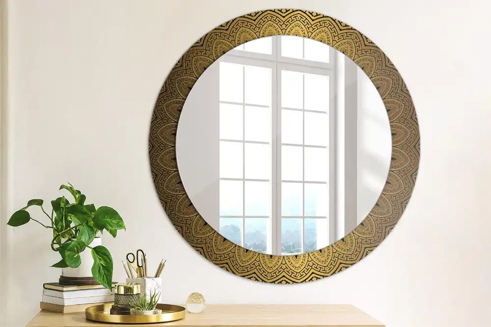 Round printed mirror Greek ornament