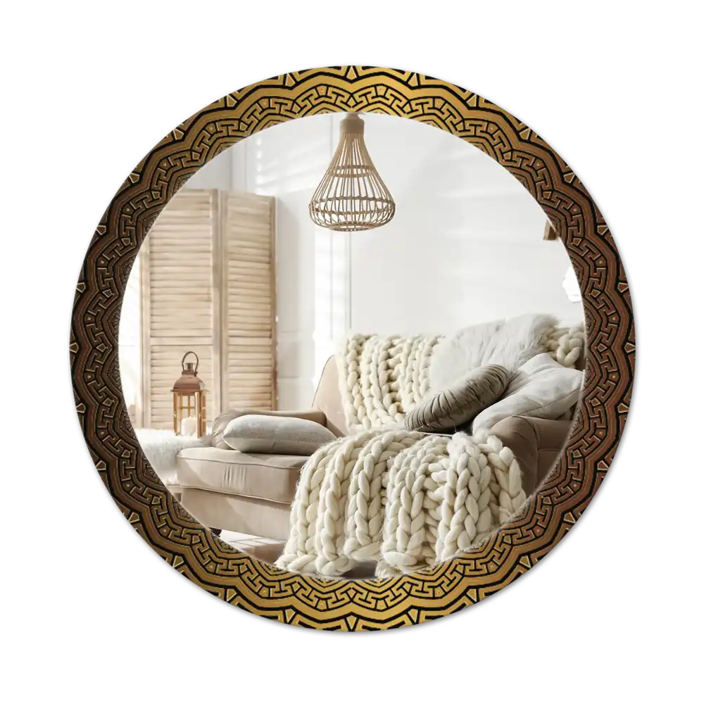 Round printed mirror Greek ornament