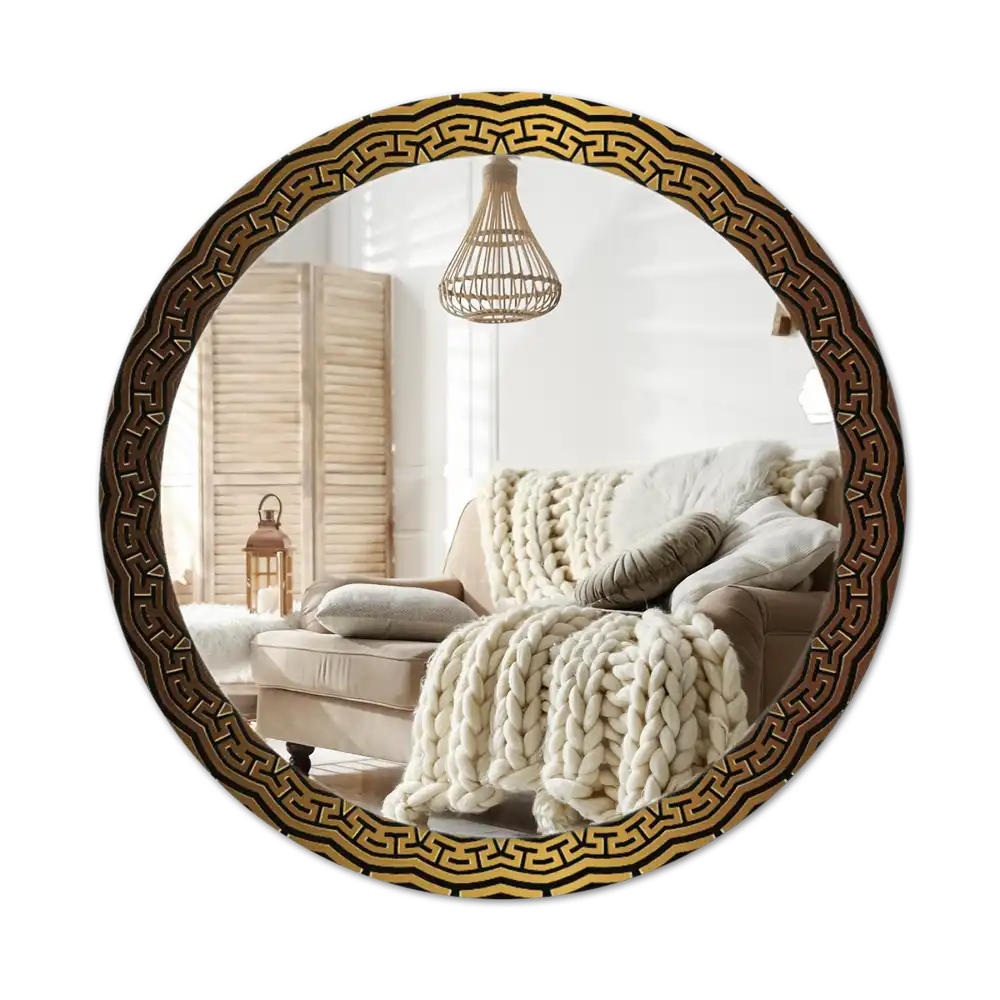 Round printed mirror Greek ornament
