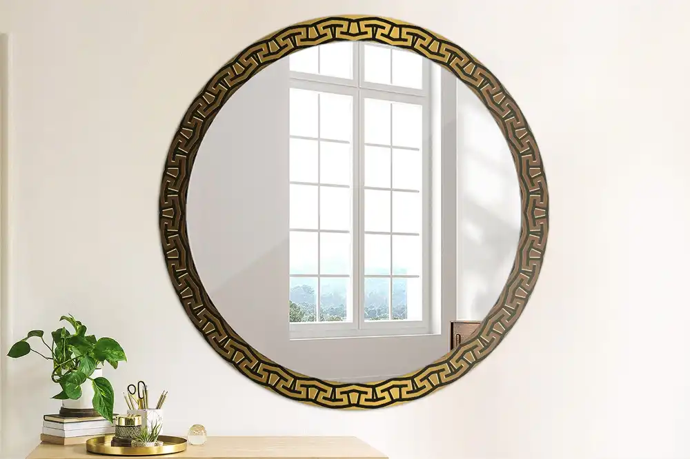 Round printed mirror Greek ornament