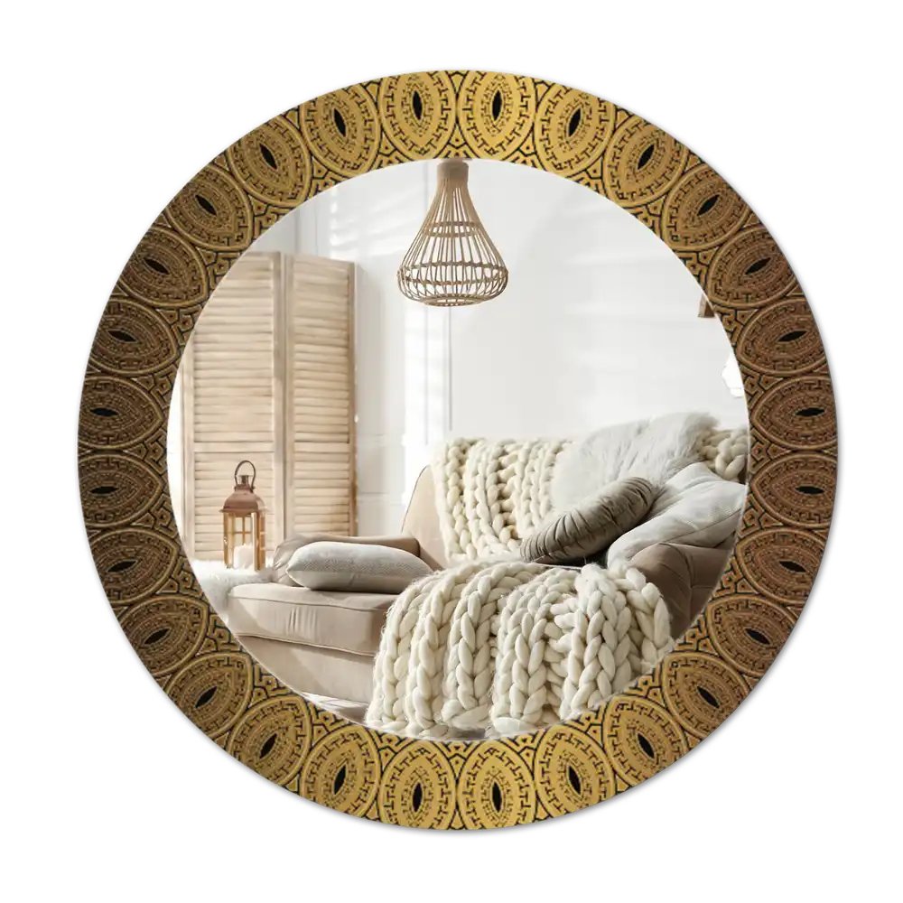 Round printed mirror Greek ornament