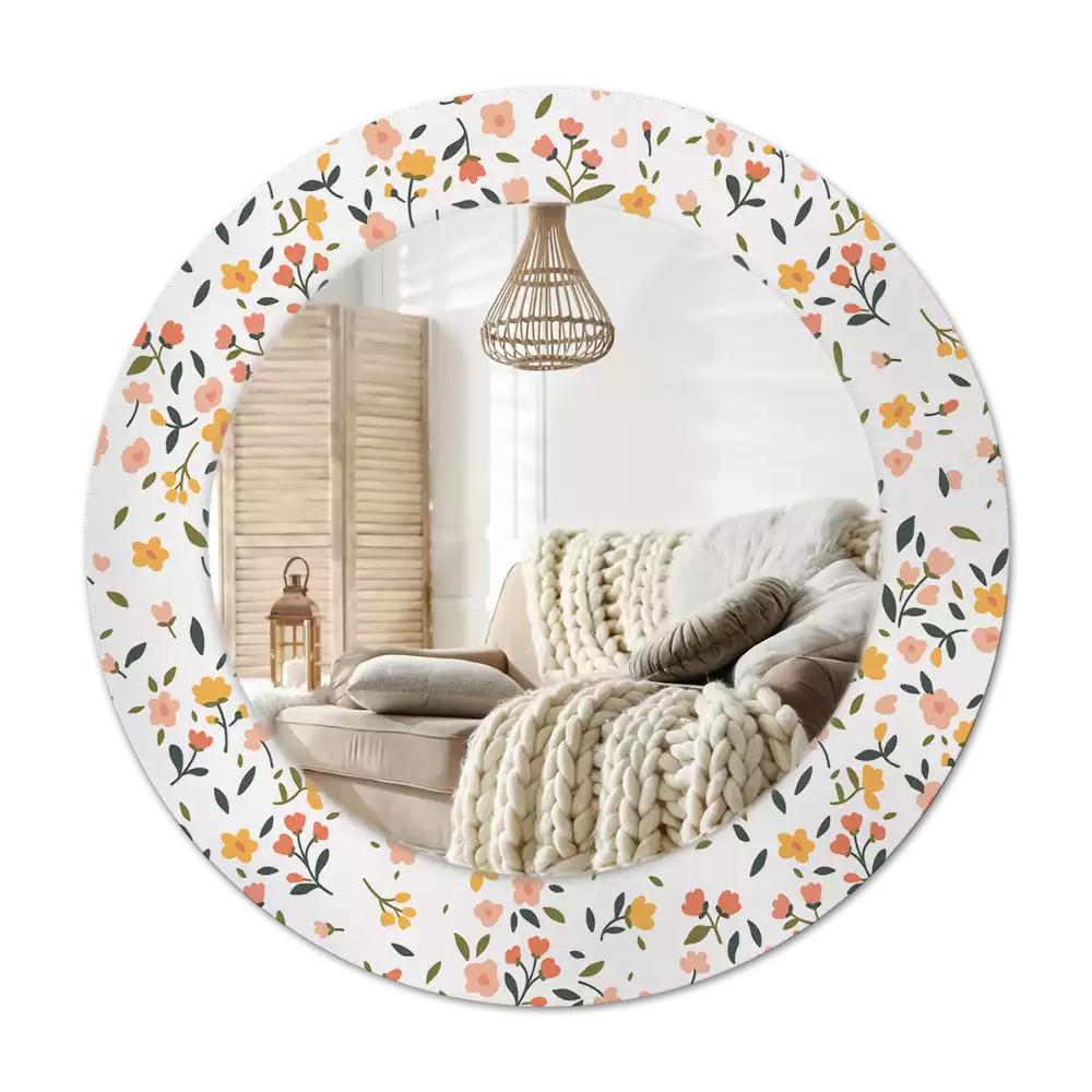 Round decorative mirror Little flowers