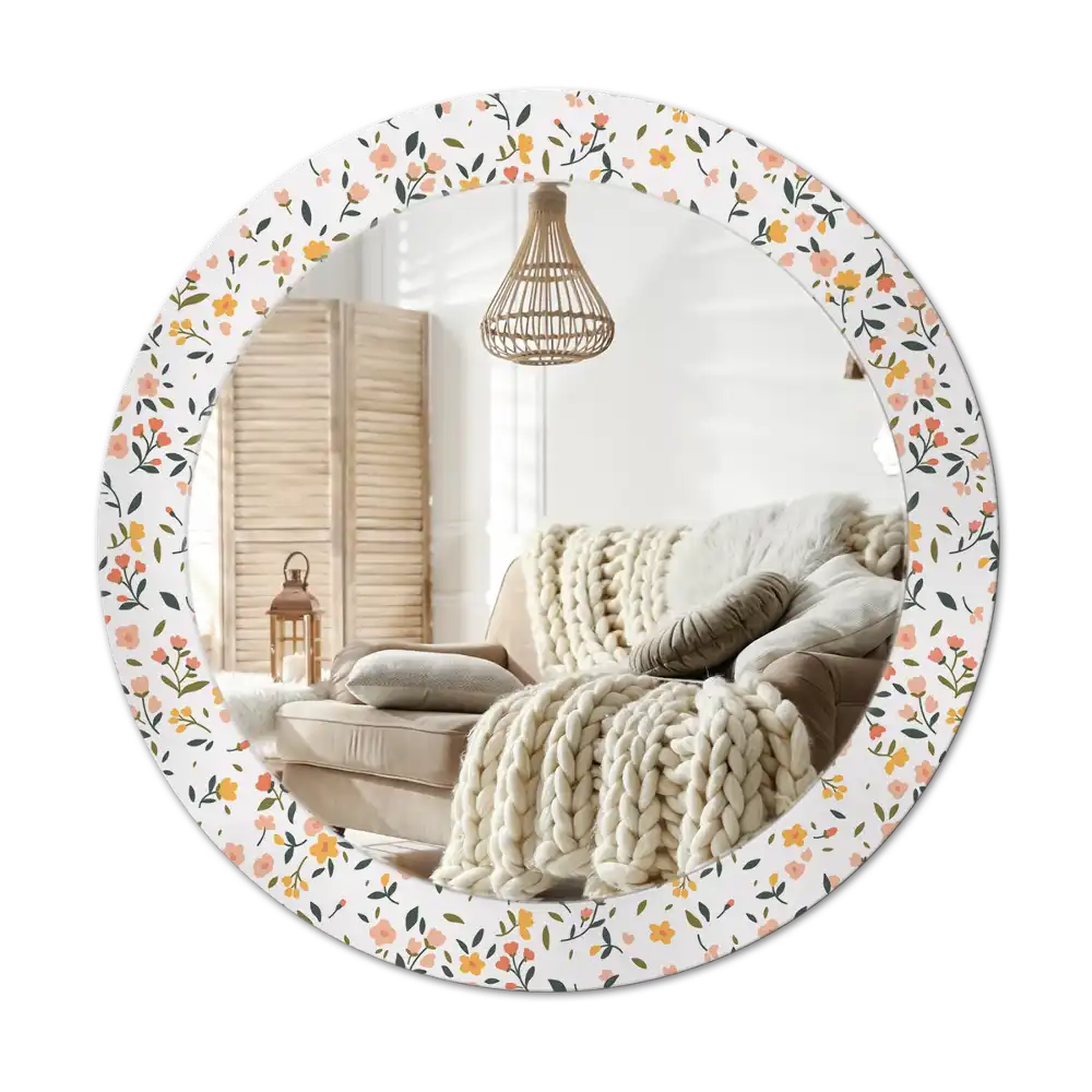Round decorative mirror Little flowers