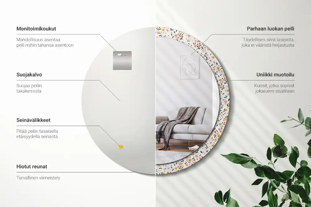 Round decorative mirror Little flowers