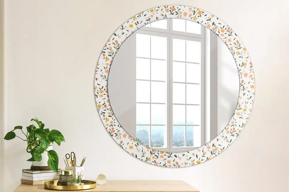 Round decorative mirror Little flowers