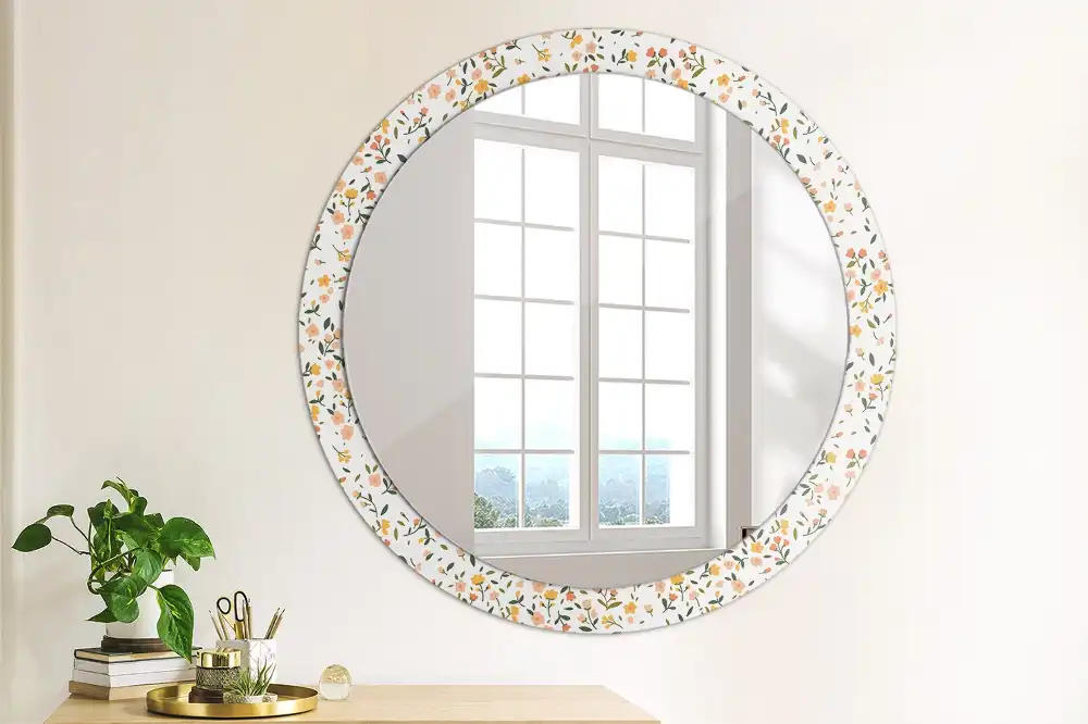 Round decorative mirror Little flowers