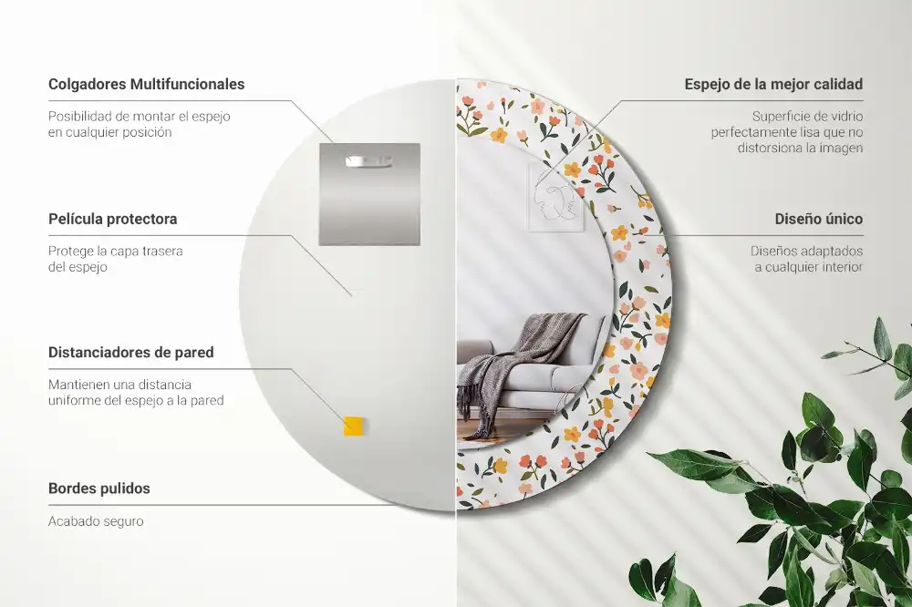 Round decorative mirror Little flowers