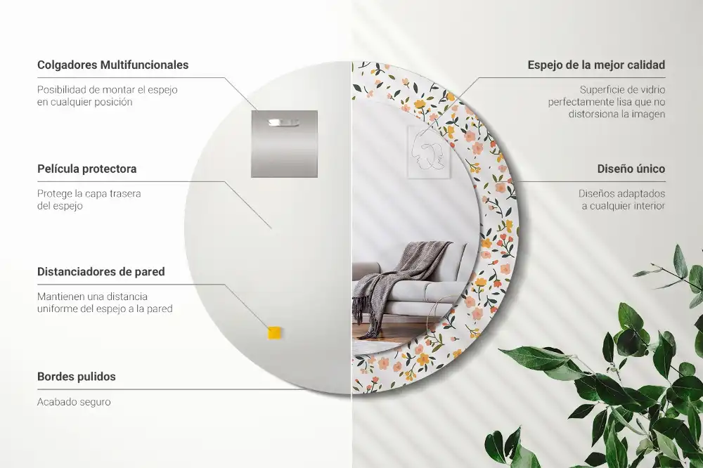 Round decorative mirror Little flowers