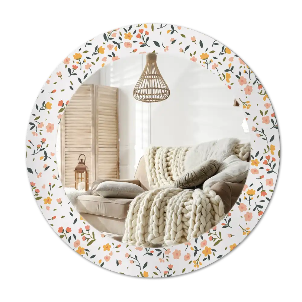 Round decorative mirror Little flowers