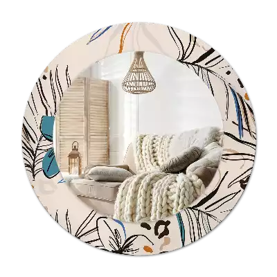 Round wall mirror decor Jungle Pattern Flowers