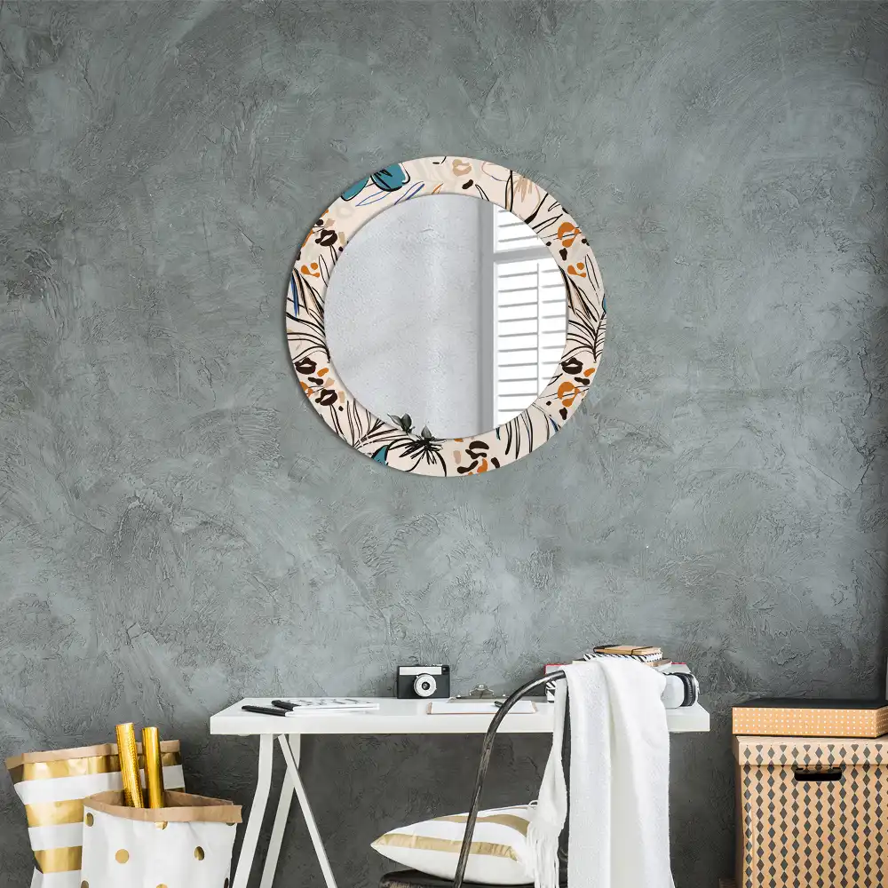 Round wall mirror decor Jungle Pattern Flowers