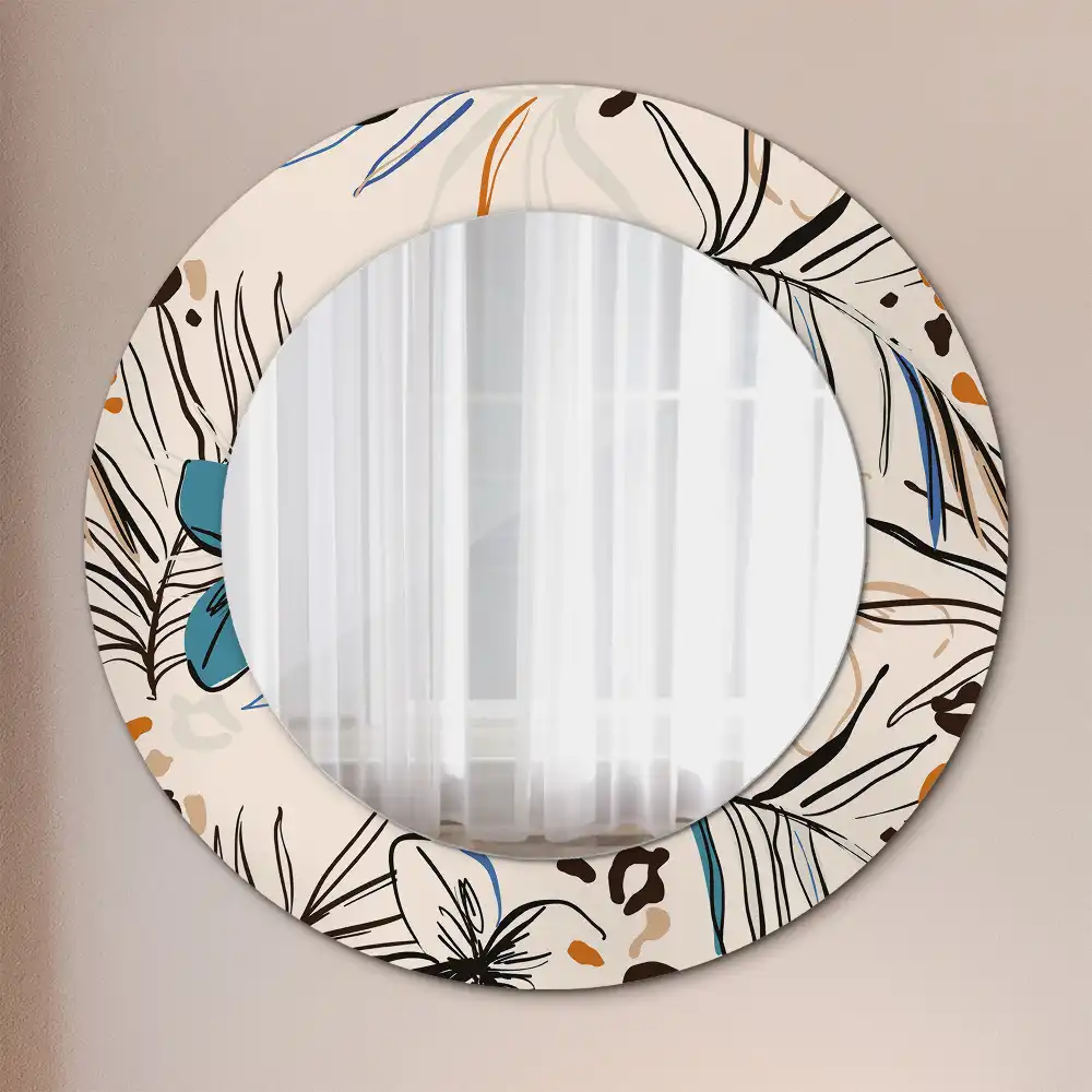 Round wall mirror decor Jungle Pattern Flowers