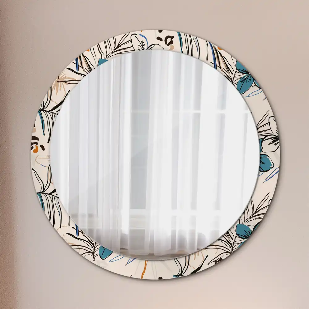 Round wall mirror decor Jungle Pattern Flowers