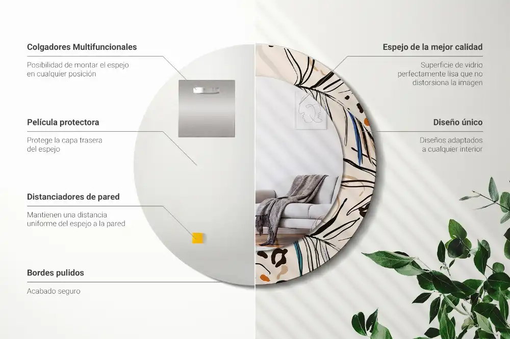 Round wall mirror decor Jungle Pattern Flowers