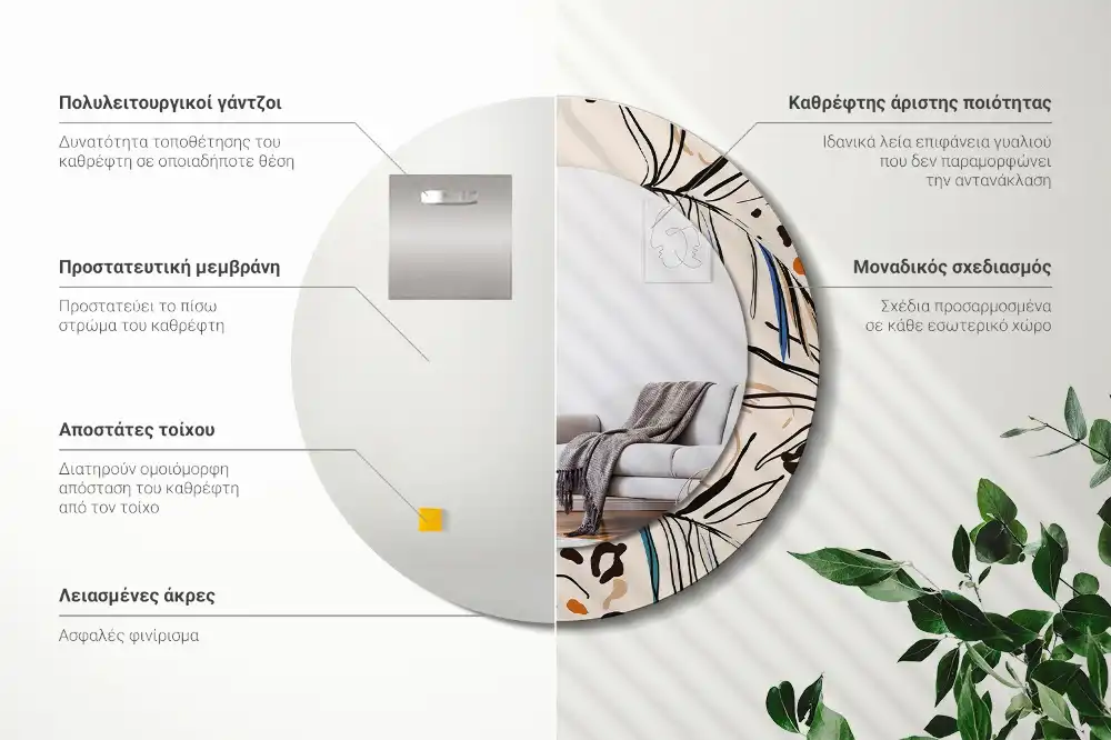 Round wall mirror decor Jungle Pattern Flowers