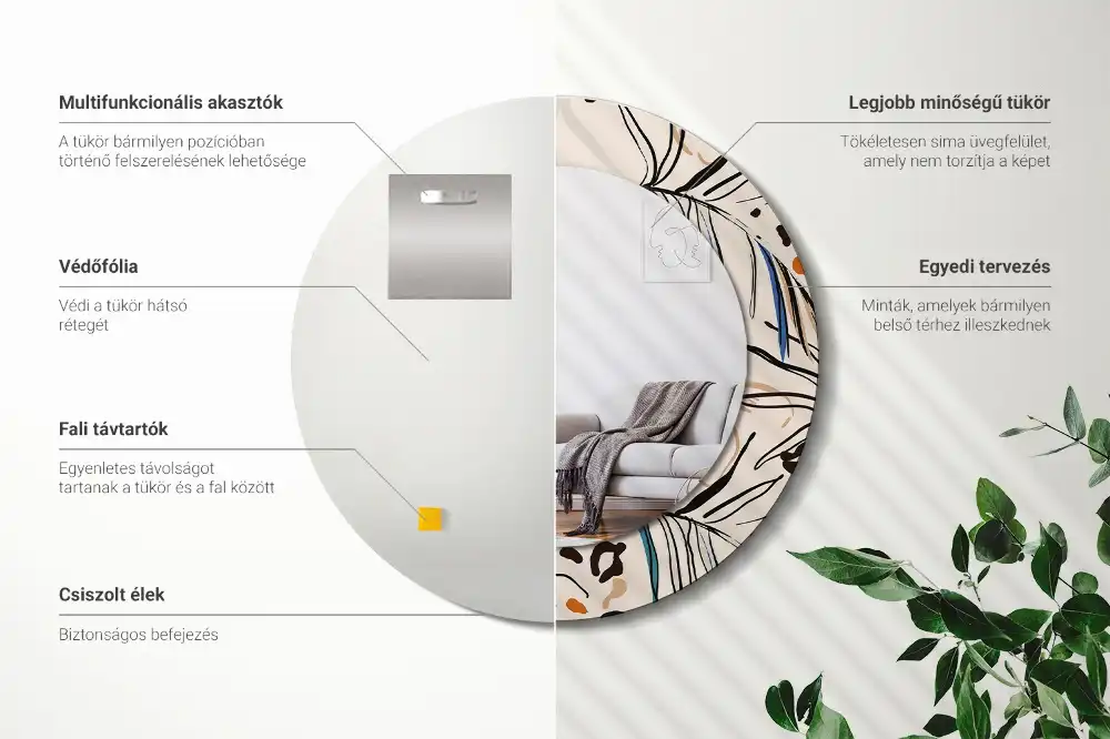 Round wall mirror decor Jungle Pattern Flowers