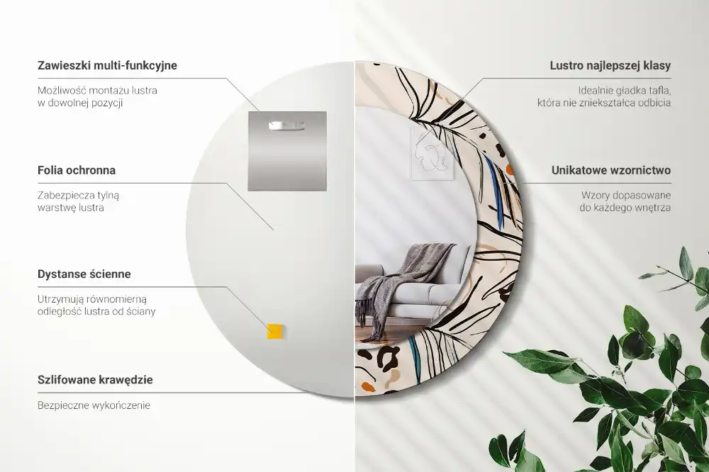 Round wall mirror decor Jungle Pattern Flowers