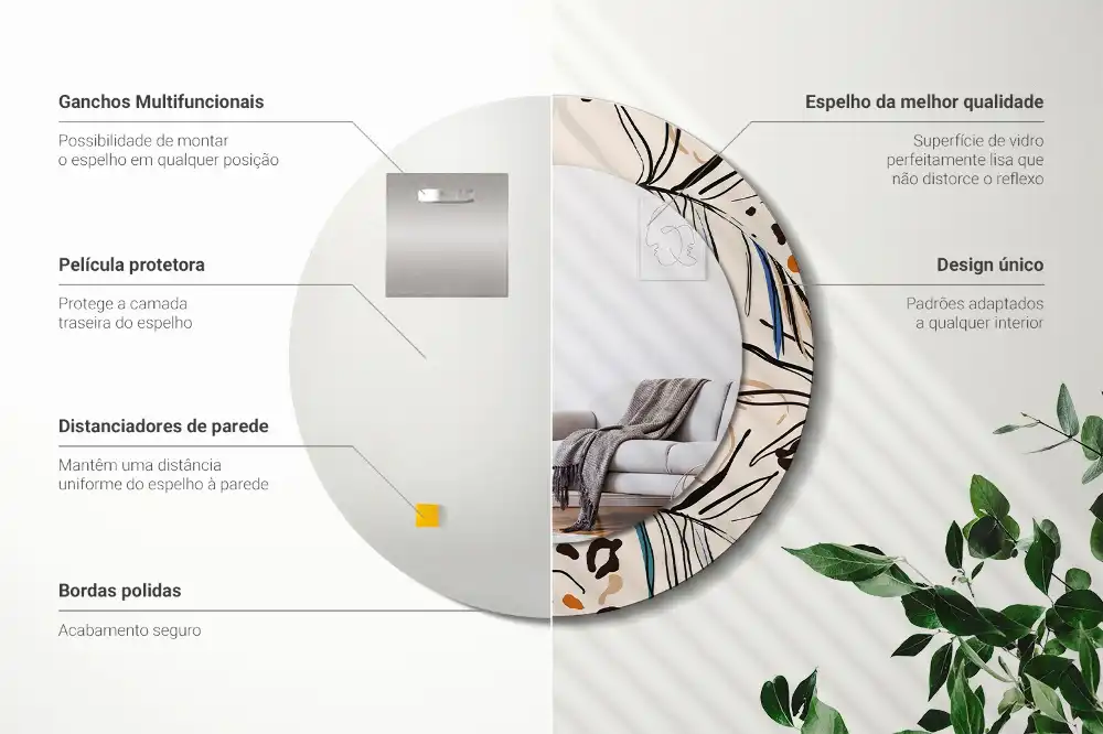 Round wall mirror decor Jungle Pattern Flowers