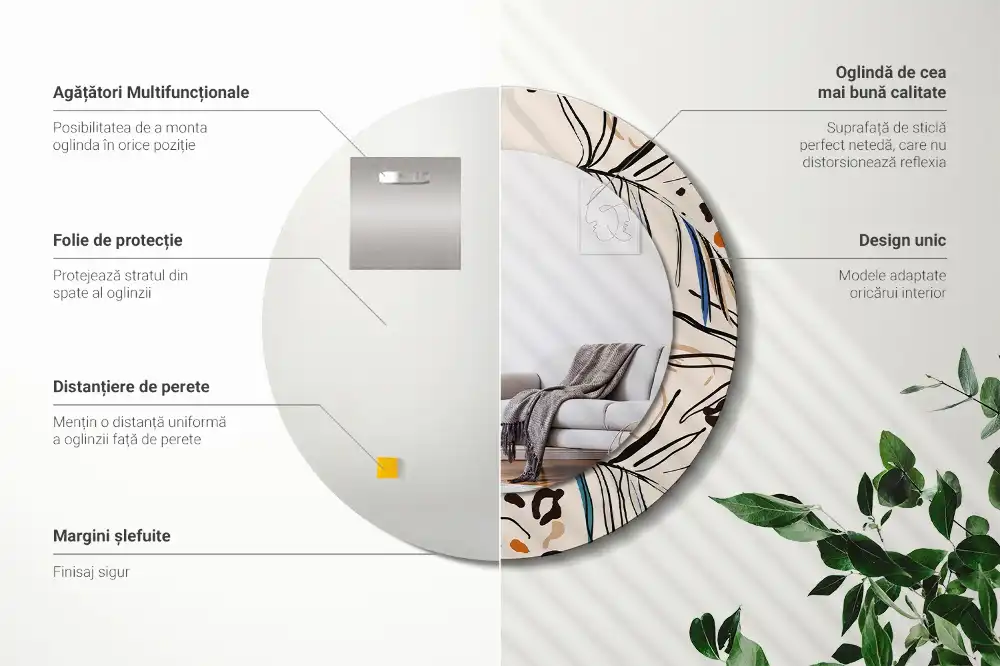 Round wall mirror decor Jungle Pattern Flowers