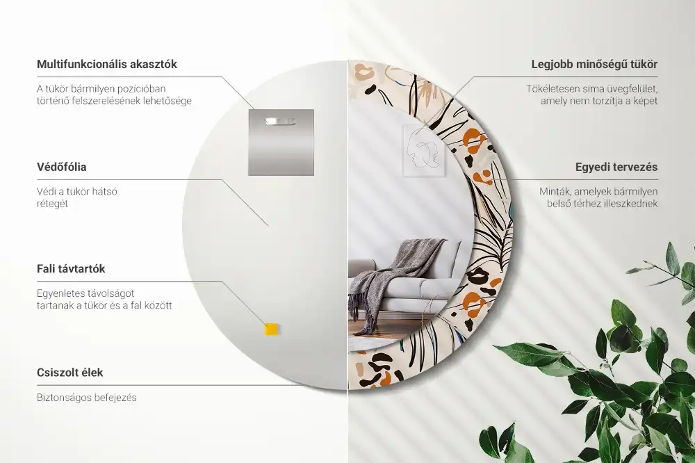 Round wall mirror decor Jungle Pattern Flowers