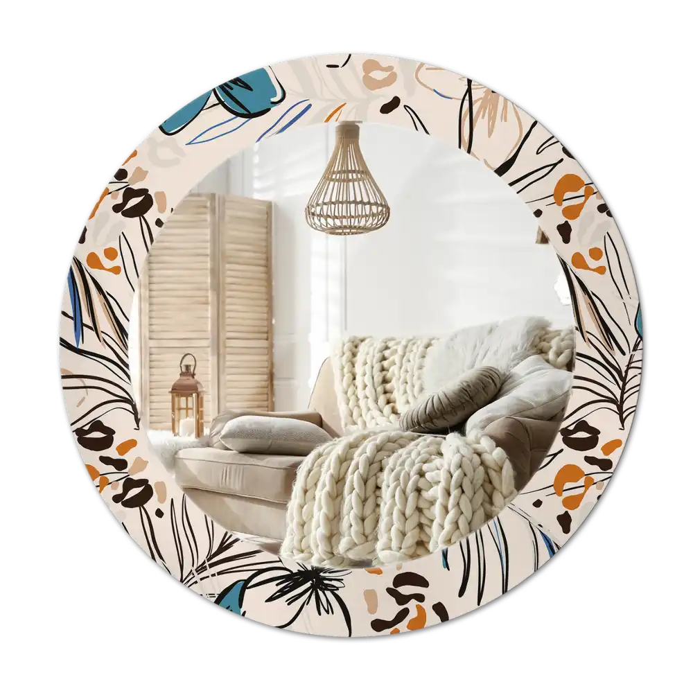 Round wall mirror decor Jungle Pattern Flowers