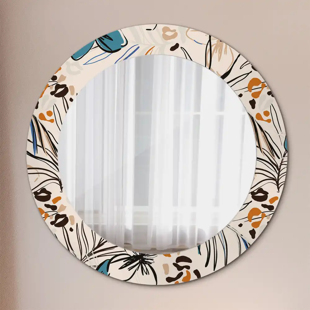 Round wall mirror decor Jungle Pattern Flowers