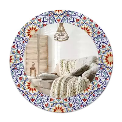 Round printed mirror Oriental composition