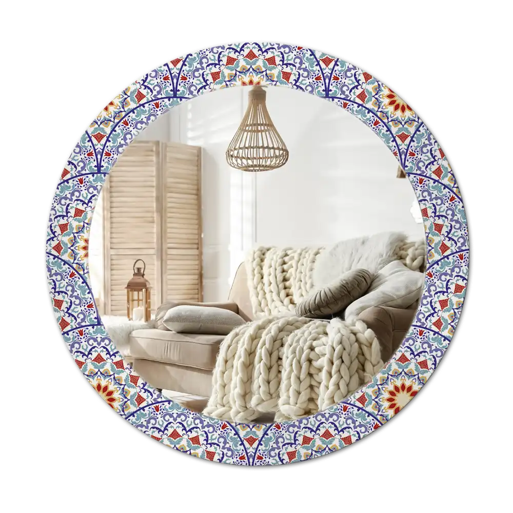 Round printed mirror Oriental composition