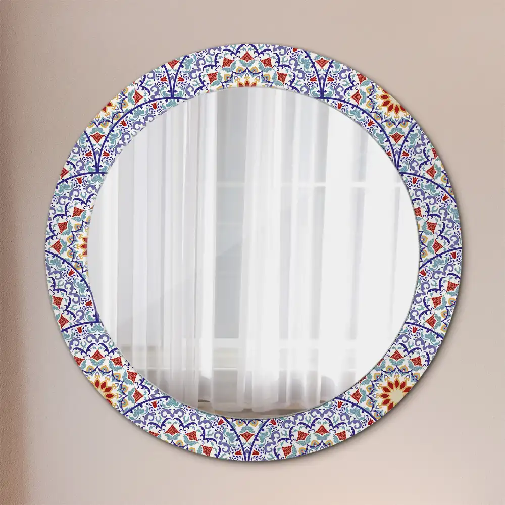 Round printed mirror Oriental composition