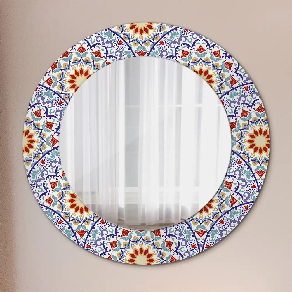 Round printed mirror Oriental composition
