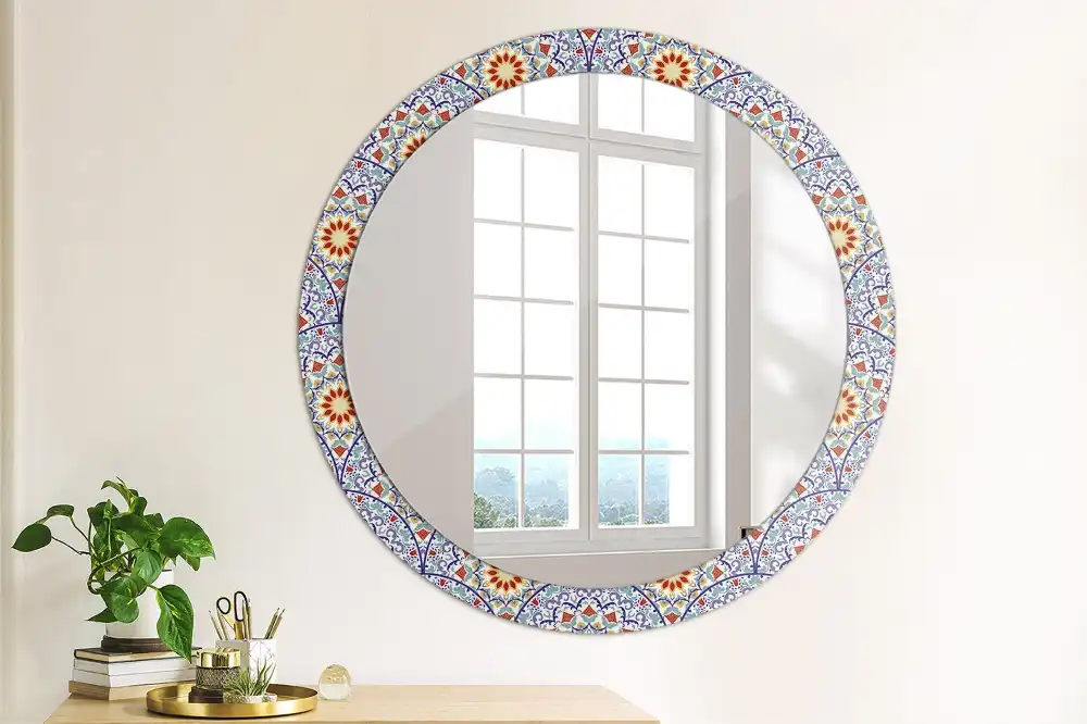 Round printed mirror Oriental composition