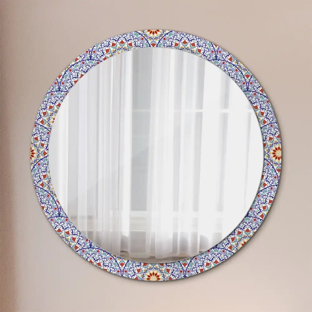 Round printed mirror Oriental composition