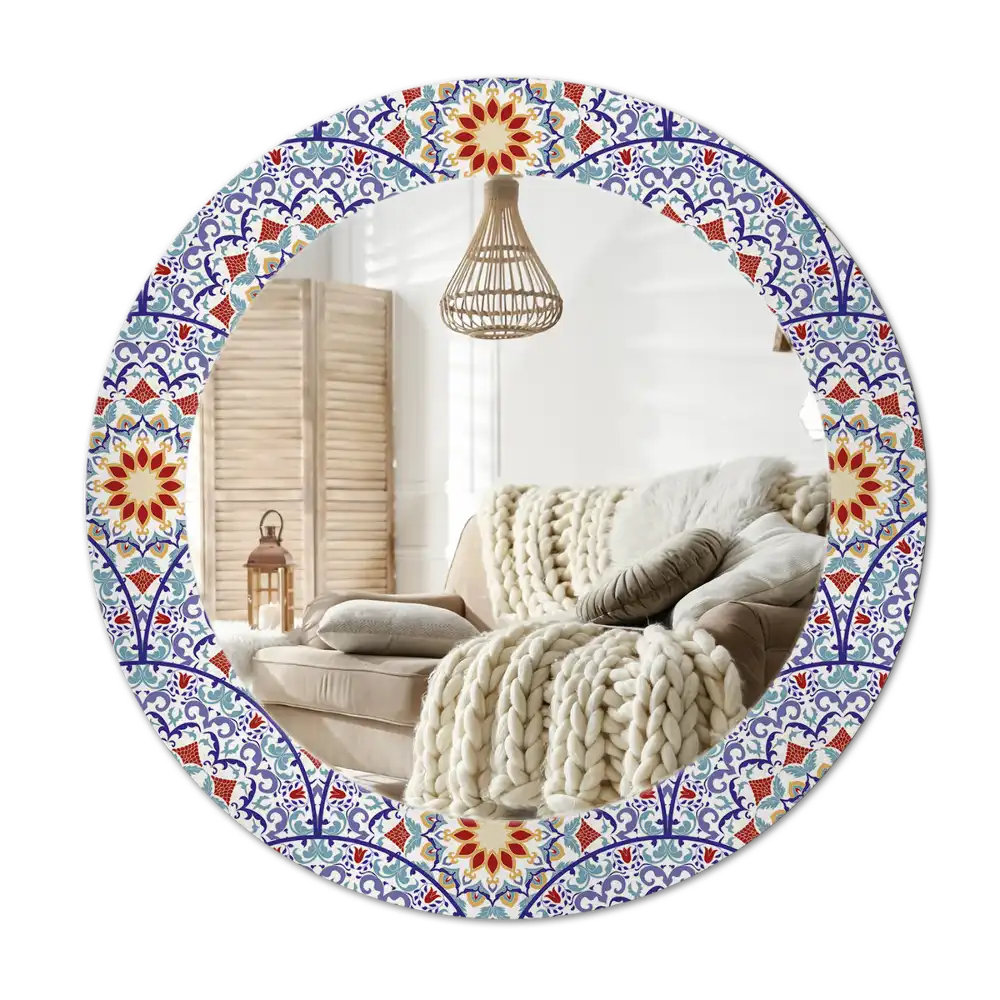 Round printed mirror Oriental composition